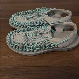 Keen Light Gray and Aqua Sandals